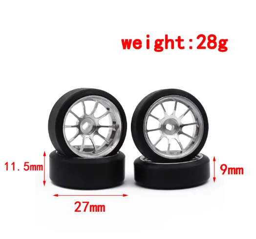 1.5 Degrees Hard Plastic Drift Tires Metal Wheel Rim for Wltoys 284131 K969 K989 Kyosho Mini-Z 1/28 RC Car Upgrade Parts