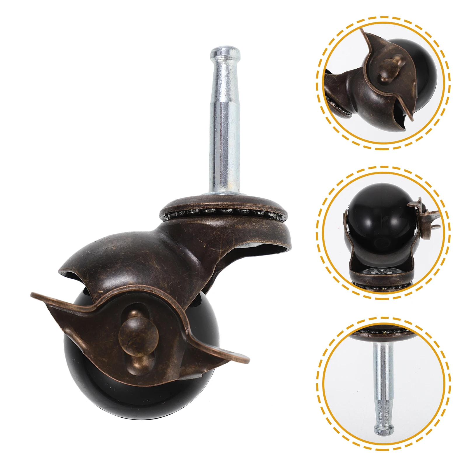 

4 Sets Heavy Duty Brake Casters for Chair Furniture Stem Replacement Silent Smooth Moving Iron Steel PP Material Mute