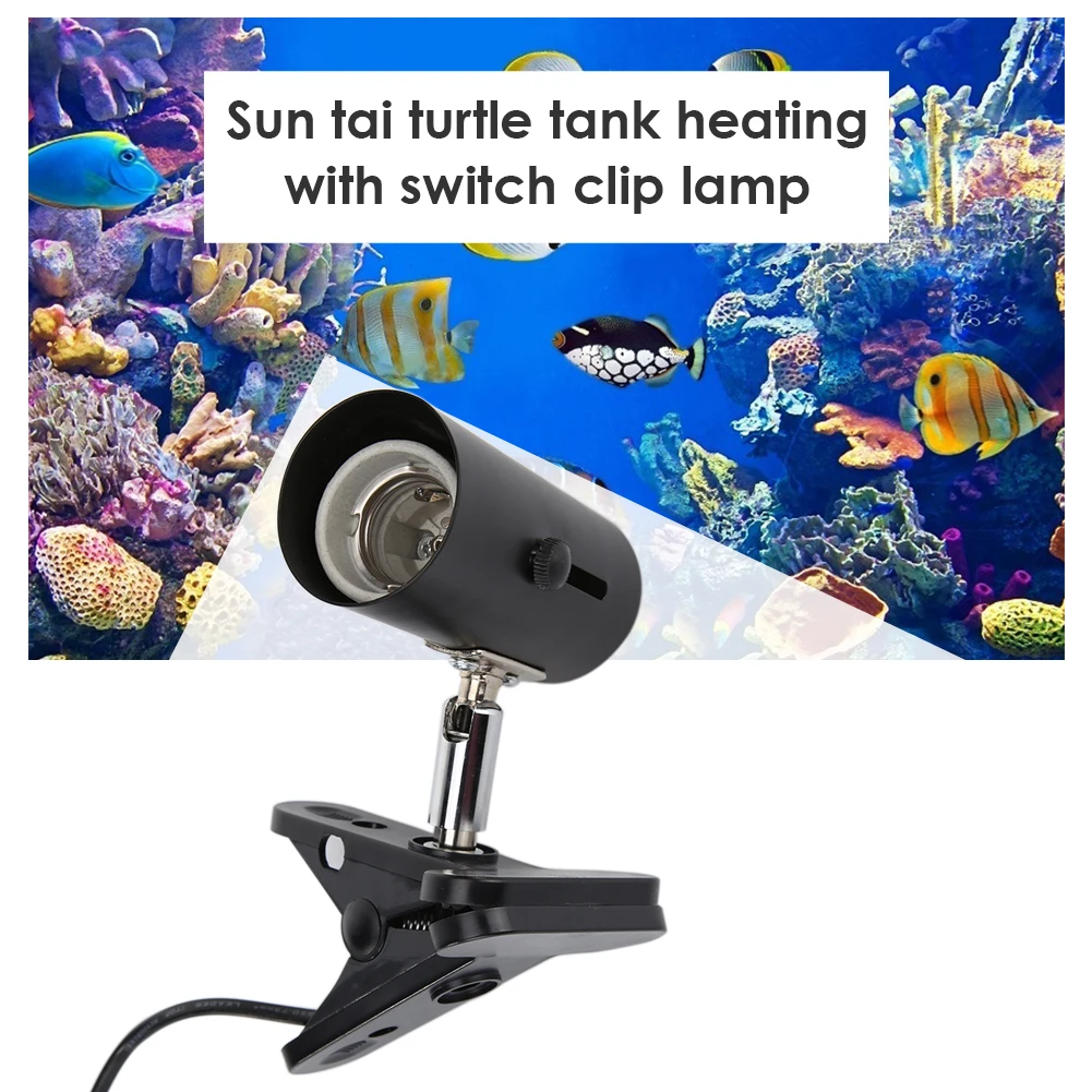 E27 Heating Reptile Lamp Holder UVA UVB Clip-on Bulb Cover for Pet Light Tortoise Ceramic Heater Lamp Holder with Switch Clip