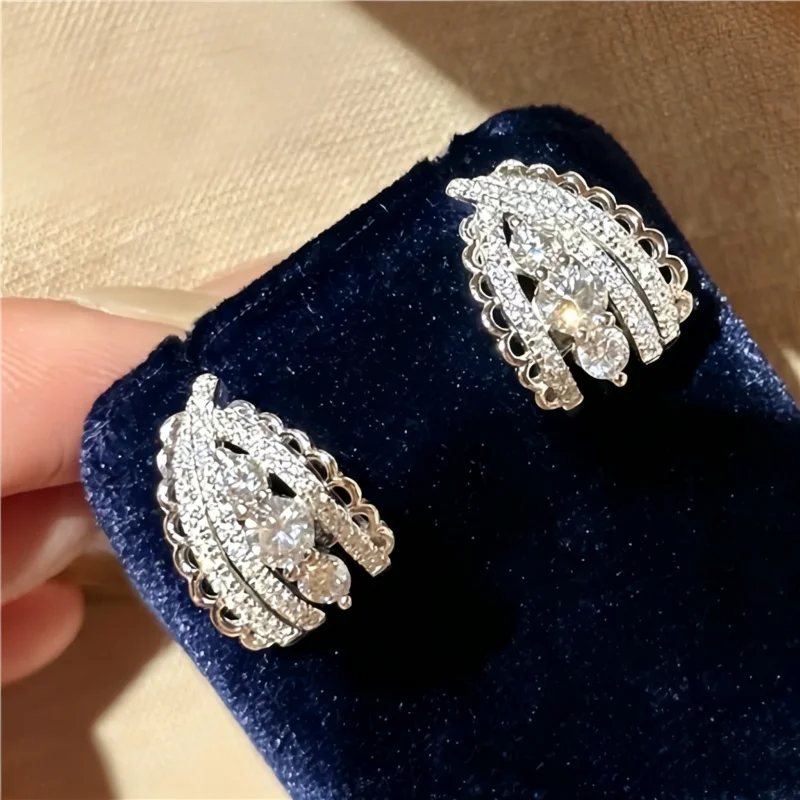 Cameo lace cat ears 925 silver gold-plated white diamond hollow fashion daily gentle elegant earrings for women