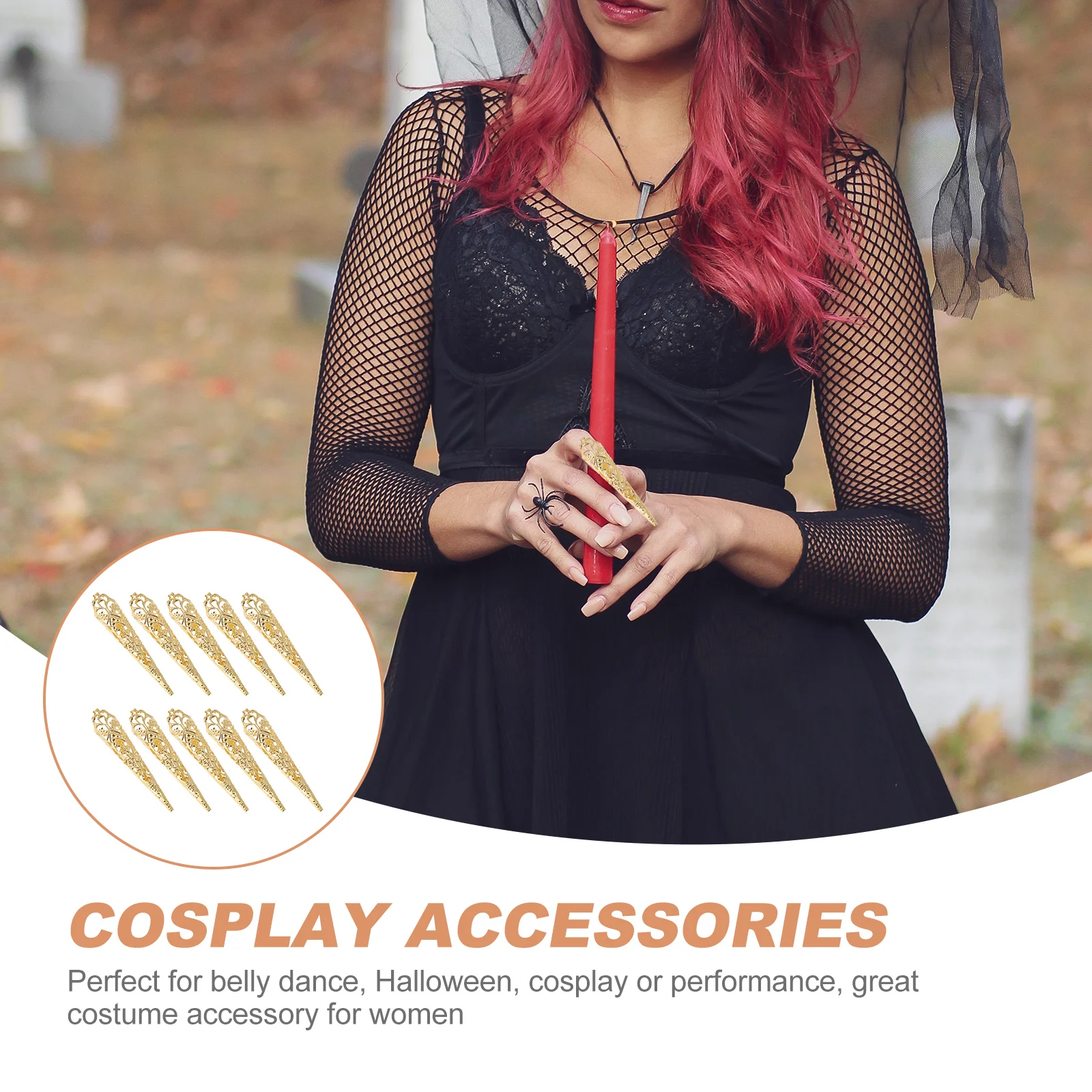 

Metal Nail Set Fingertip Protectors Fingernail Ring Cosplay Accessories Rings