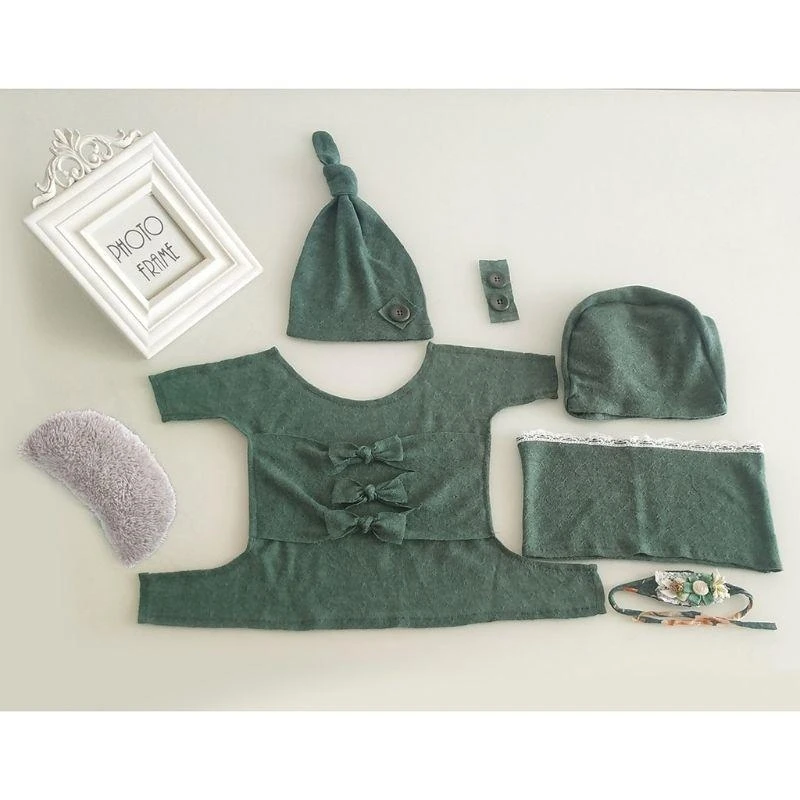 J15U 7 Pcs/Set Newborn Photography Prop Hat Cashmere Shorts Photo Clothing