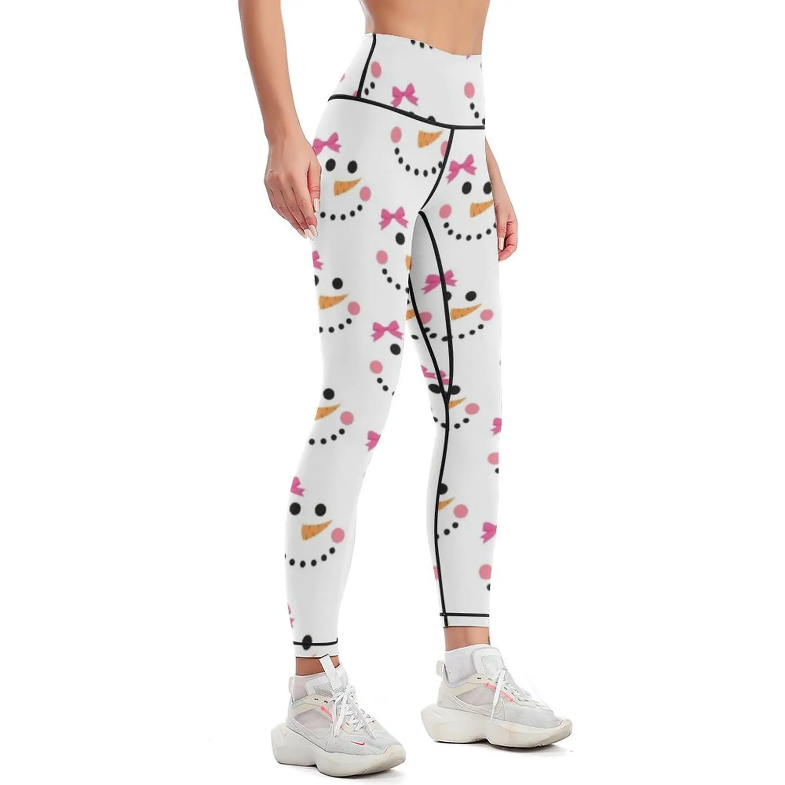 Snowgirl-mallas deportivas con lazo rosa para mujer, pantalones deportivos de realce para gimnasio, medias para mujer