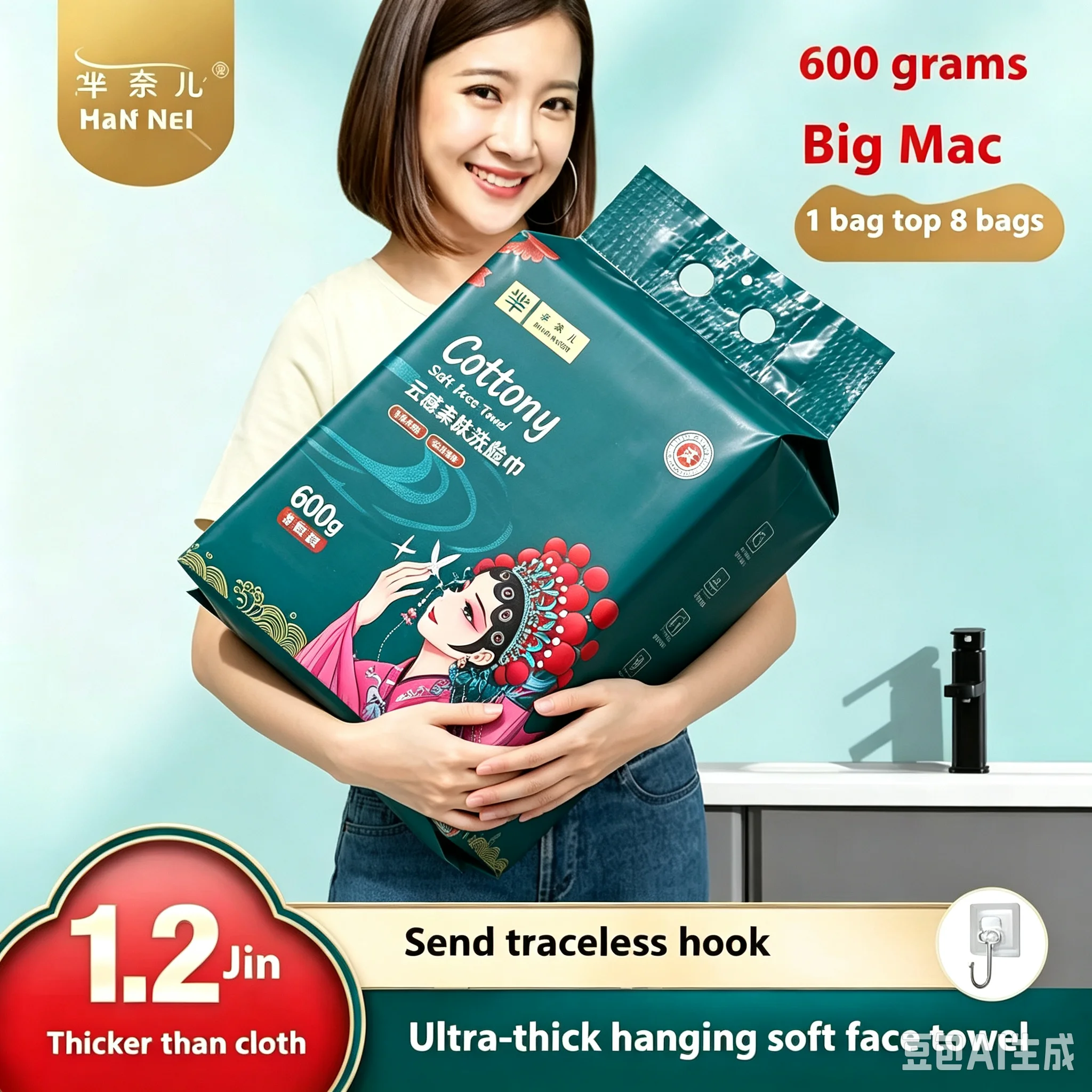 600g Family Pack Disposable Face Wash Towel Enlarged and Thickened Cotton Soft Towel Suitable for Cleansing and Makeup Removal