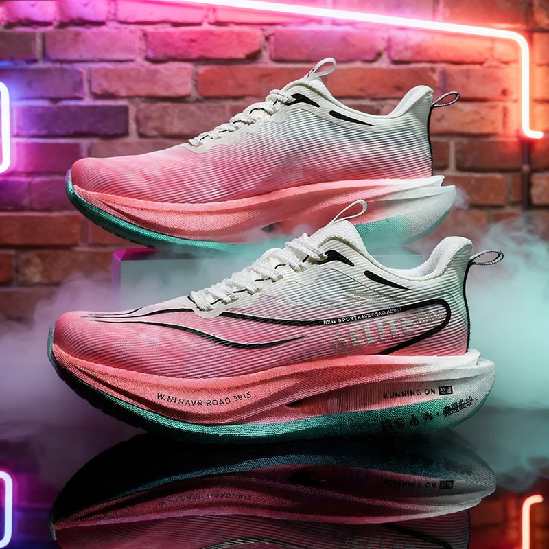 وسادة هوائية لوحة الكربون احذية الجري الركض ماراثون الرجال الرياضة تنفس خفيفة الوزن مريحة عدم الانزلاق أحذية رياضية كاجوال