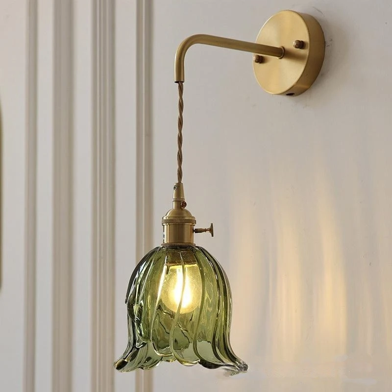 

Vintage wing Glass wall Lamps Creative LED Pendant Light Home decor Fixtures Reading wall lihgt Knob Switch Bedroom Luminaire