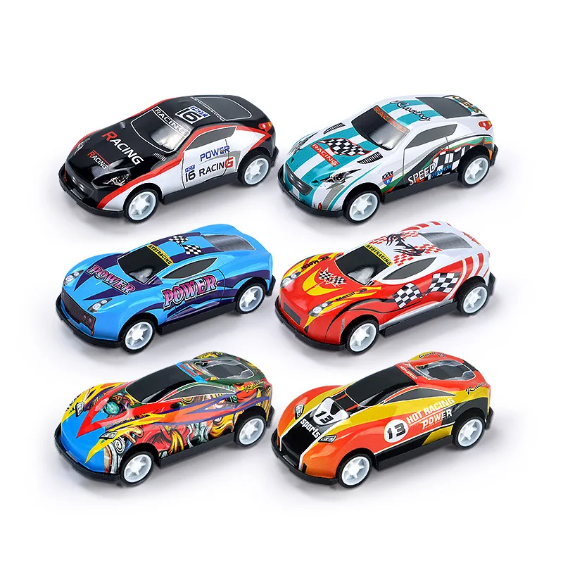 2-8Pcs Set Toy Racing Car Alloy Iron Shell Mini Car Model Toy Inertia Sliding Rail Car Mini Small Gift Toys for Children