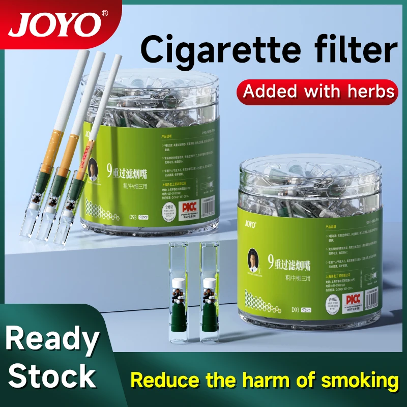 JOYO 50pcs Tobacco Cigarette Filter Mouthpiece Reduce Tar Filtration Cigarette Cleaning Holder Converter Health Care Men Gifts