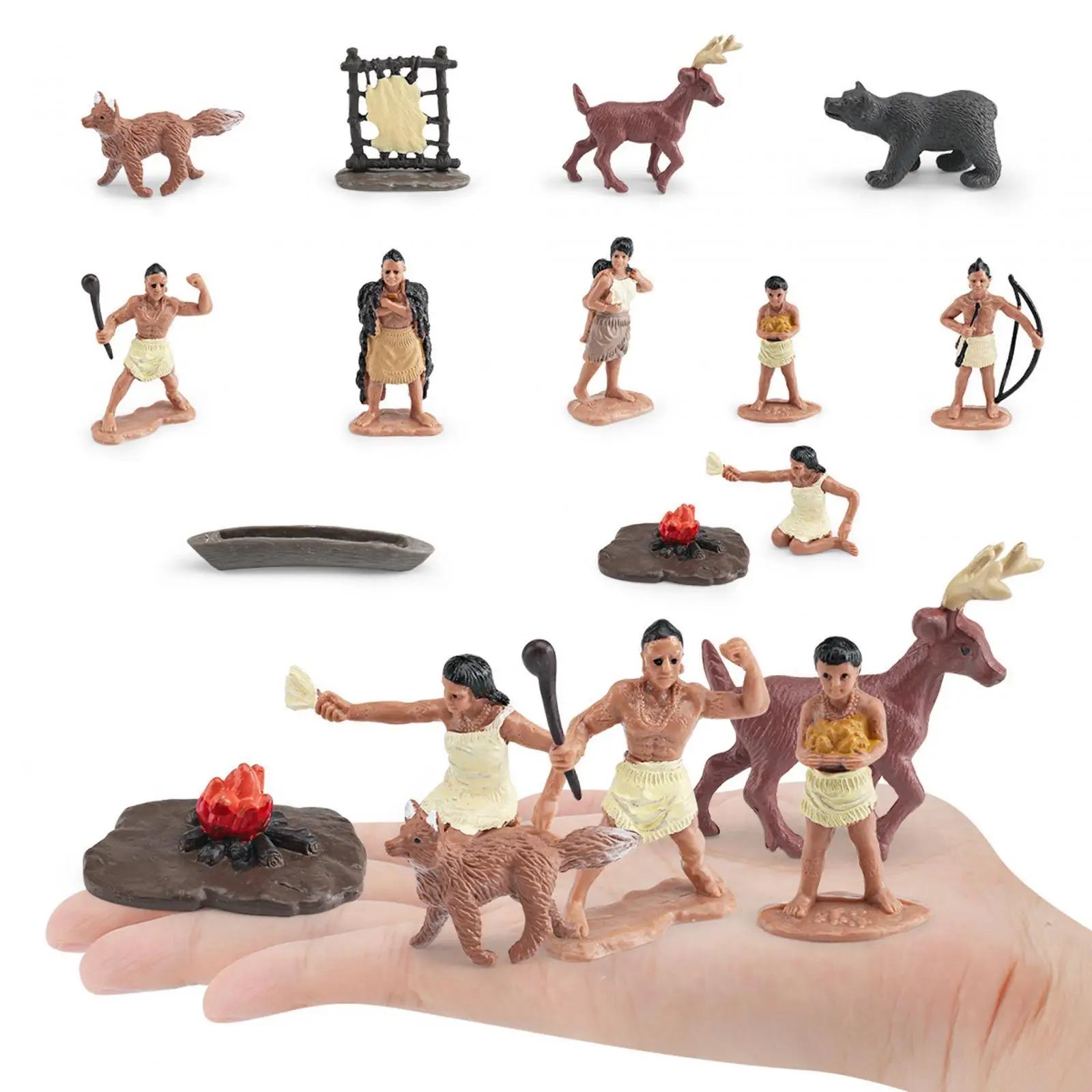 Juego de figuras indias de 12 piezas, adornos de figuras de acción en miniatura, figuras de acción indias y accesorios para niños