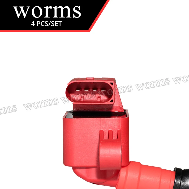 เวิร์มส์คอยล์จุดระเบิดประสิทธิภาพสูงเรซซิ่ง 4 ชิ้นชุดสำหรับเมอร์เซเดส C260 C300 E300 CLA260 2.0L 2649060200