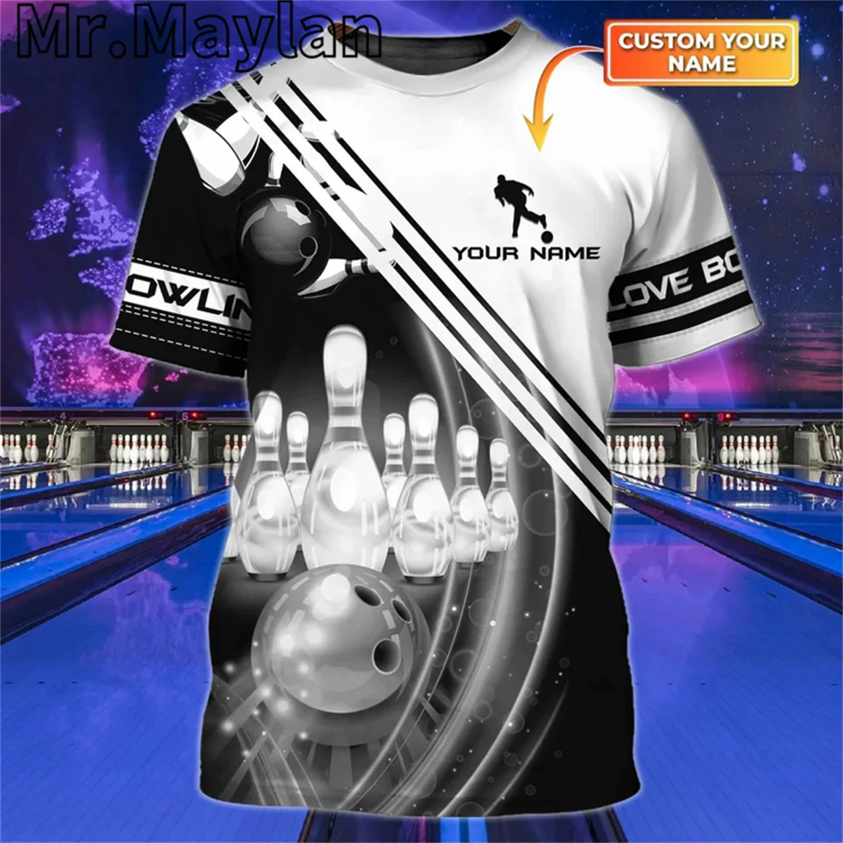 Personalized Pink Bowling Tshirt Men Women 3D T Shirt For Bowling Team Unifrom Street Gift for Bowling Lovers Unisex Tee Tops-33