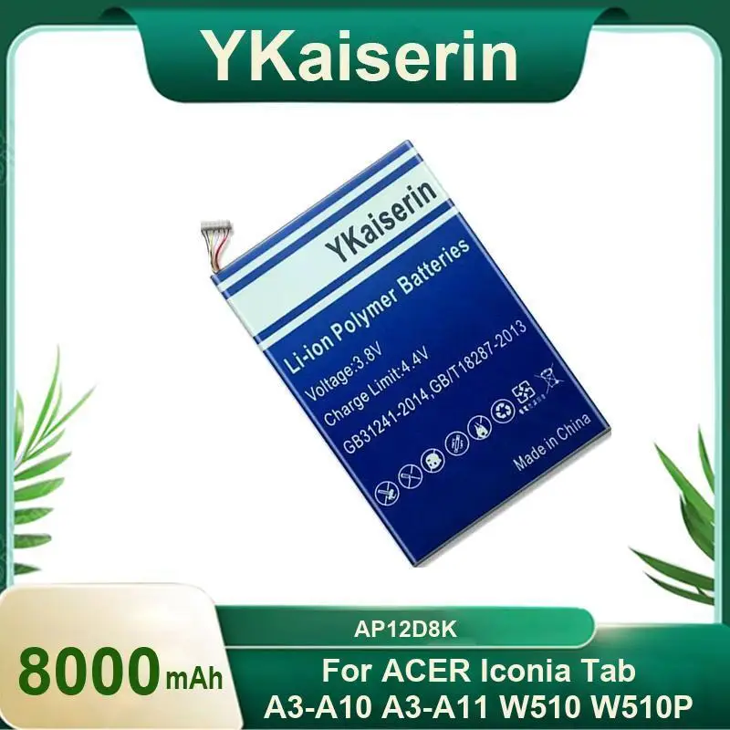 

Tablet Battery AP12D8K 8000Mah For Acer Iconia Tab A3-A10 A3-A11 W510 W510P Reliable Replacement