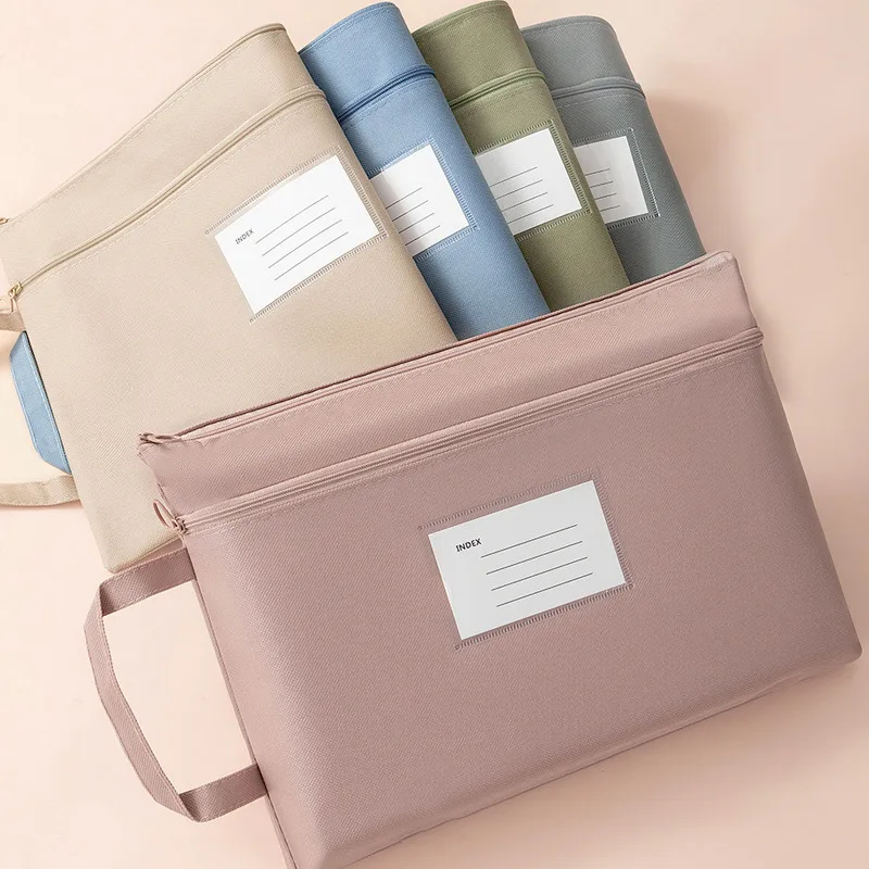 

Large Capacity A4 File Organizer Waterproof Oxford Fabric Double-Layer Zipper Compartments Durable Stylish Stationery & Office