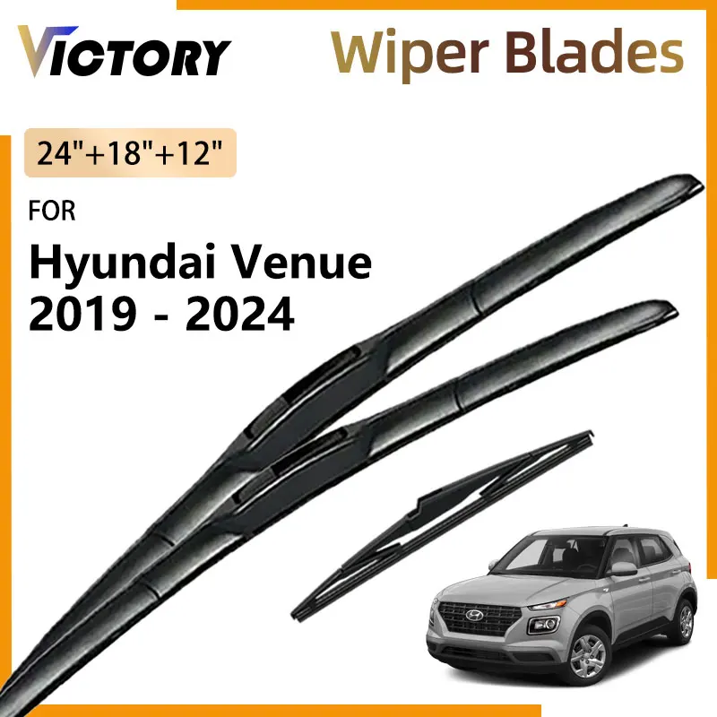 For Hyundai Venue 2019 - 2024 2023 2022 2021 2020 Accessorie Front Rear Wiper Blade Windshield Windscreen Window Brush 24\