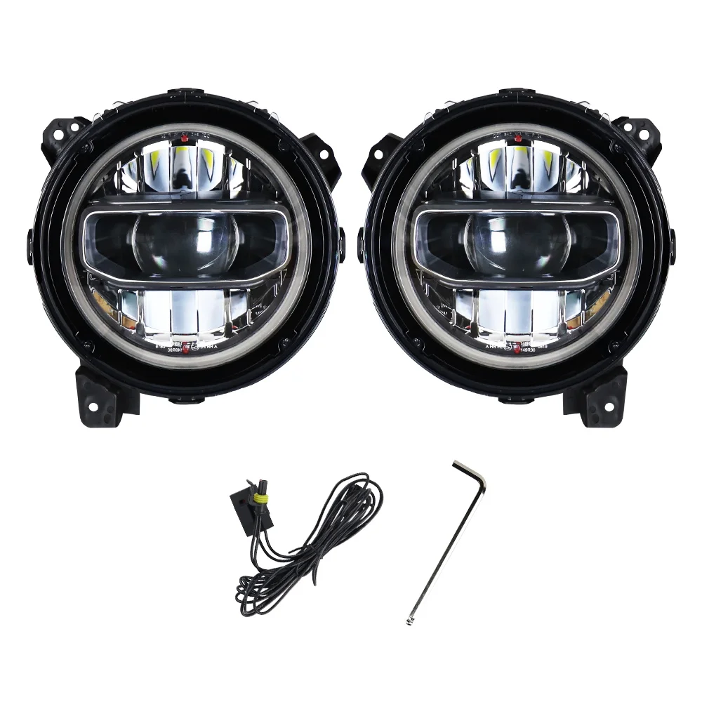9 Inch LED Headlight Hi-Low Beam DRL Turn Signals 2018-2023 for Wrangler JL JLU Rubicon Compatible Aluminum 6000K Voltage