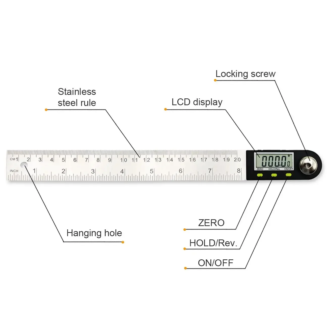 Protractor Stainless Steel Digital Protractor SHAHE 360 Degree Goniometer Angle Finder Meter Digital Angle Ruler Goniometer