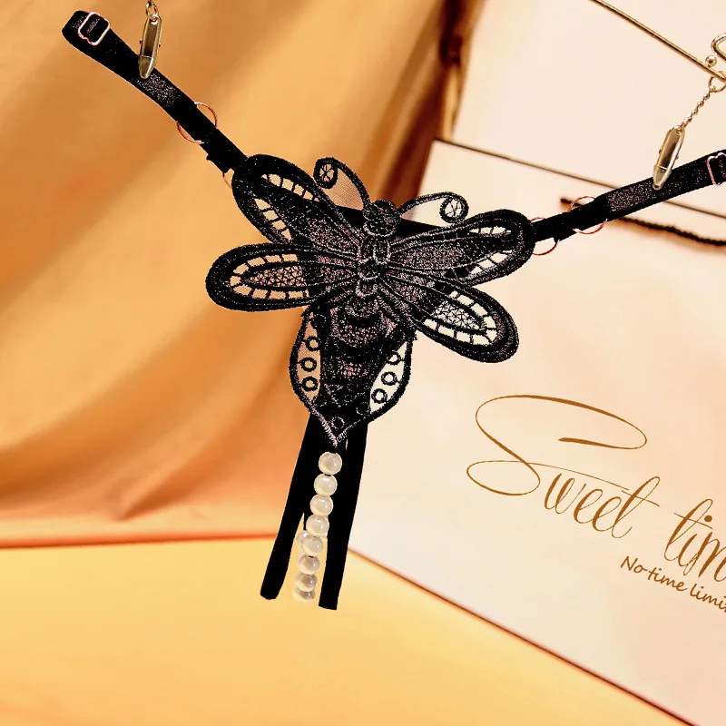 New Open Crotch G-String Women’s Panties Adjustable Sexy Briefs Pearl Massage Plus Size Thong Low Waist Lace Underwear Lingerie