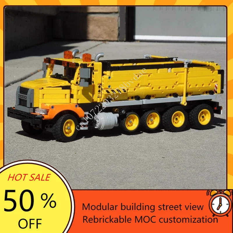 MOC Technic Mack – ensemble de Train camion à benne basculante en granit, locomotive Express, Puzzle de noël, Architecture, ensembles d'assemblage à monter soi-même, jouet cadeau