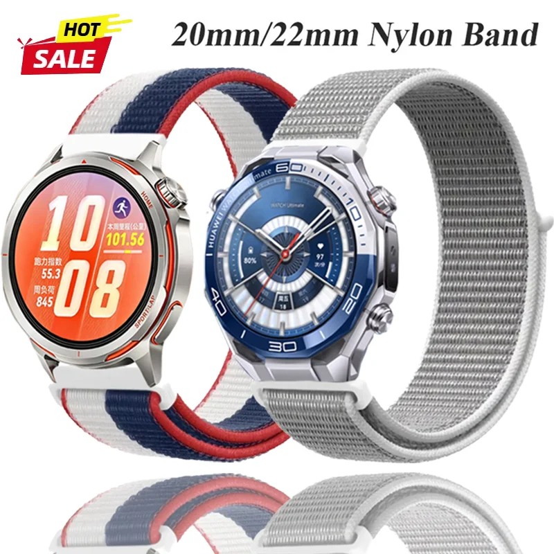 22/20 mm Nylonarmband für Huawei Watch GT Runner 2/Ultimate 2, modisches Armband im Flaggen-Stil, Huawei Watch GT6-5-4 Pro 46 mm Zubehör