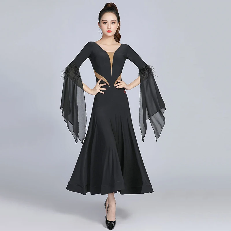 New Ballroom Dance Dress For Women National Standard Waltz Dancing Clothes Big Swing Floating Sleeve Modern Performance Costume