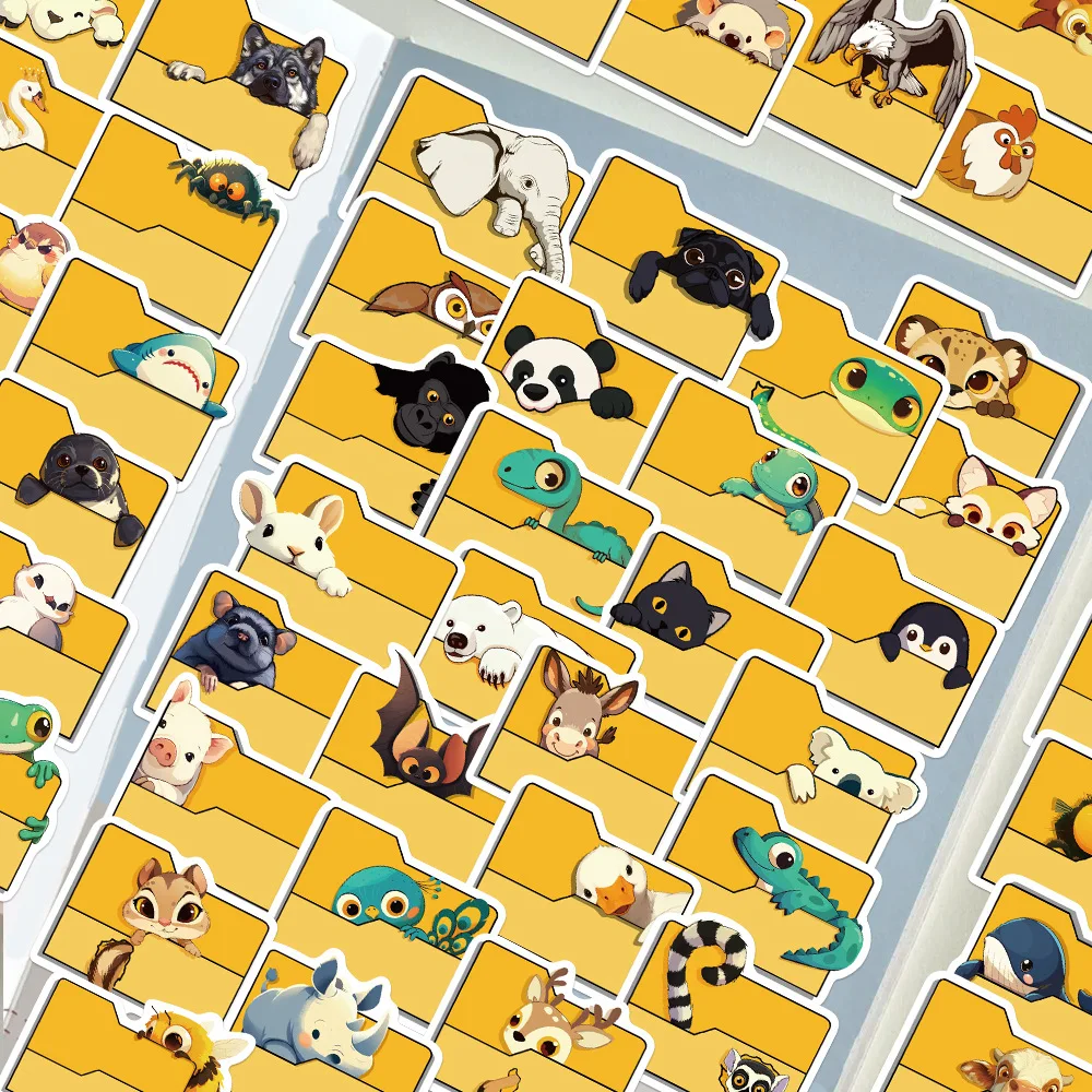 50PCS Cartoon Folder Animal Graffiti Stickers, Decor Luggage, Guitar, Water Bottles, Skateboard Stickers
