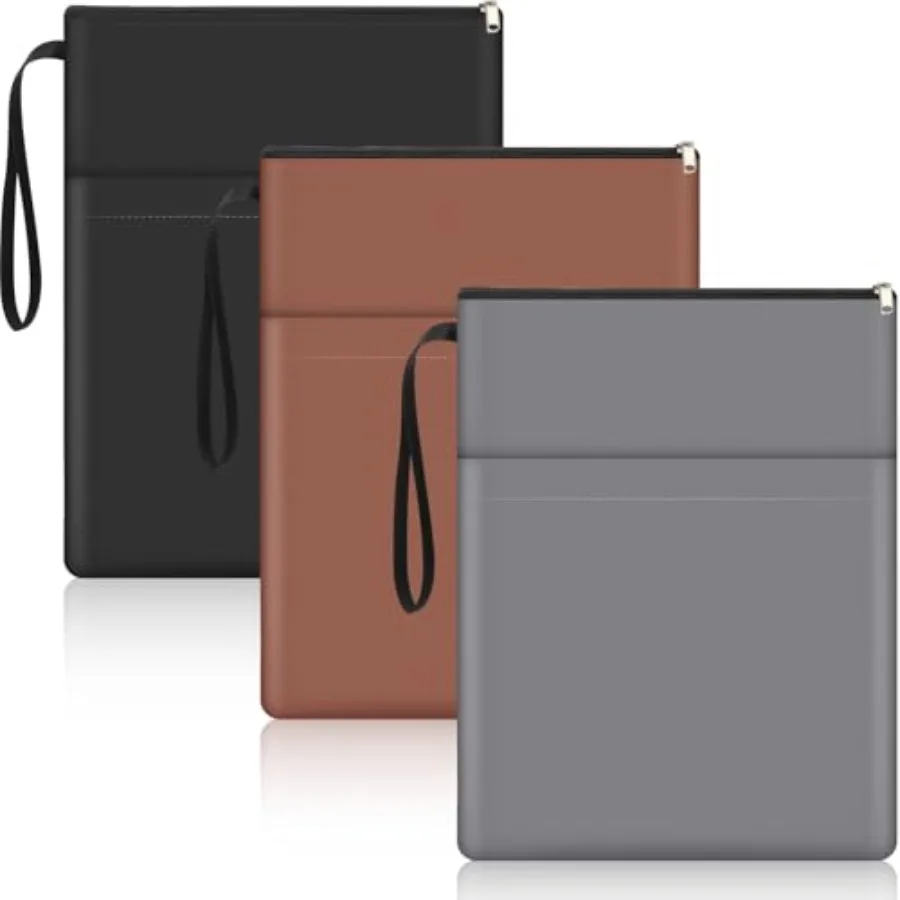 

3 Pcs Book Lovers Gifts Book Sleeves Covers with Zipper 11.8 x 9 inch Travel Protector Pouch Bag with Pocket Handle Strap for H