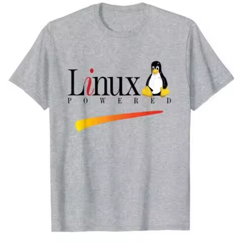 Linux Powered T Shirt Funny Tux Penguin Tagline And Logo Open Source Os