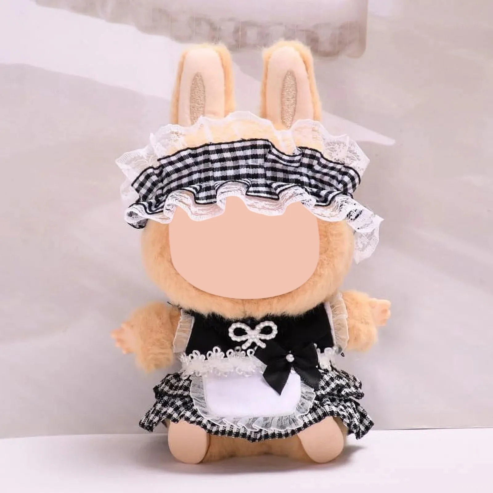 

Cute Mini Plush Doll'S Clothes Outfit Only Clothing Accessories For 17cm Labubu Dolls Black Dress Clothing DIY Kids Gifts