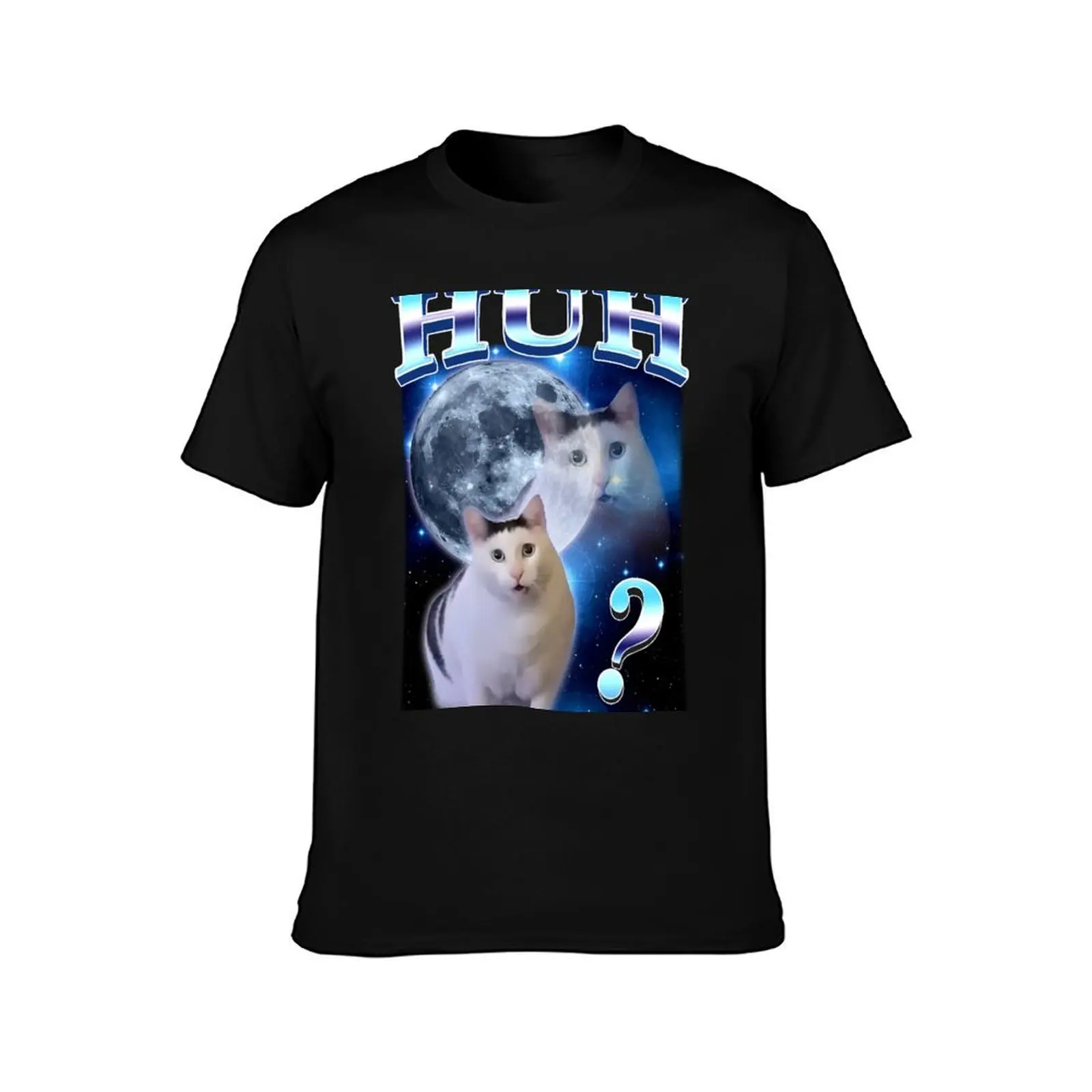 Huh Cat Funny Dank Meme Moon T-Shirt custom t-shirts Anime t-shirt slim fit t shirts for men