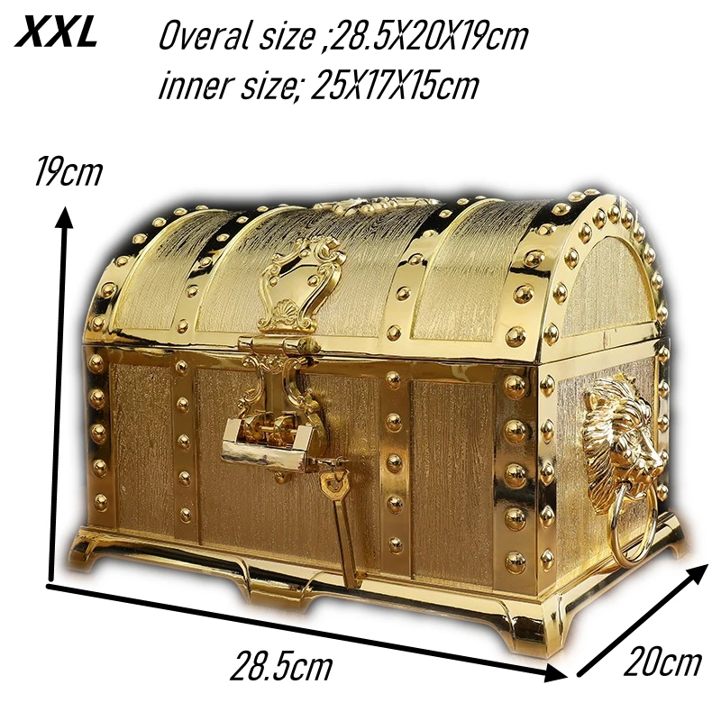 28X20X19cm Supper High Capacity Doulbe Layers Gold Jewelry Box Big Metal Storage Box For Drawer Organizer Z139