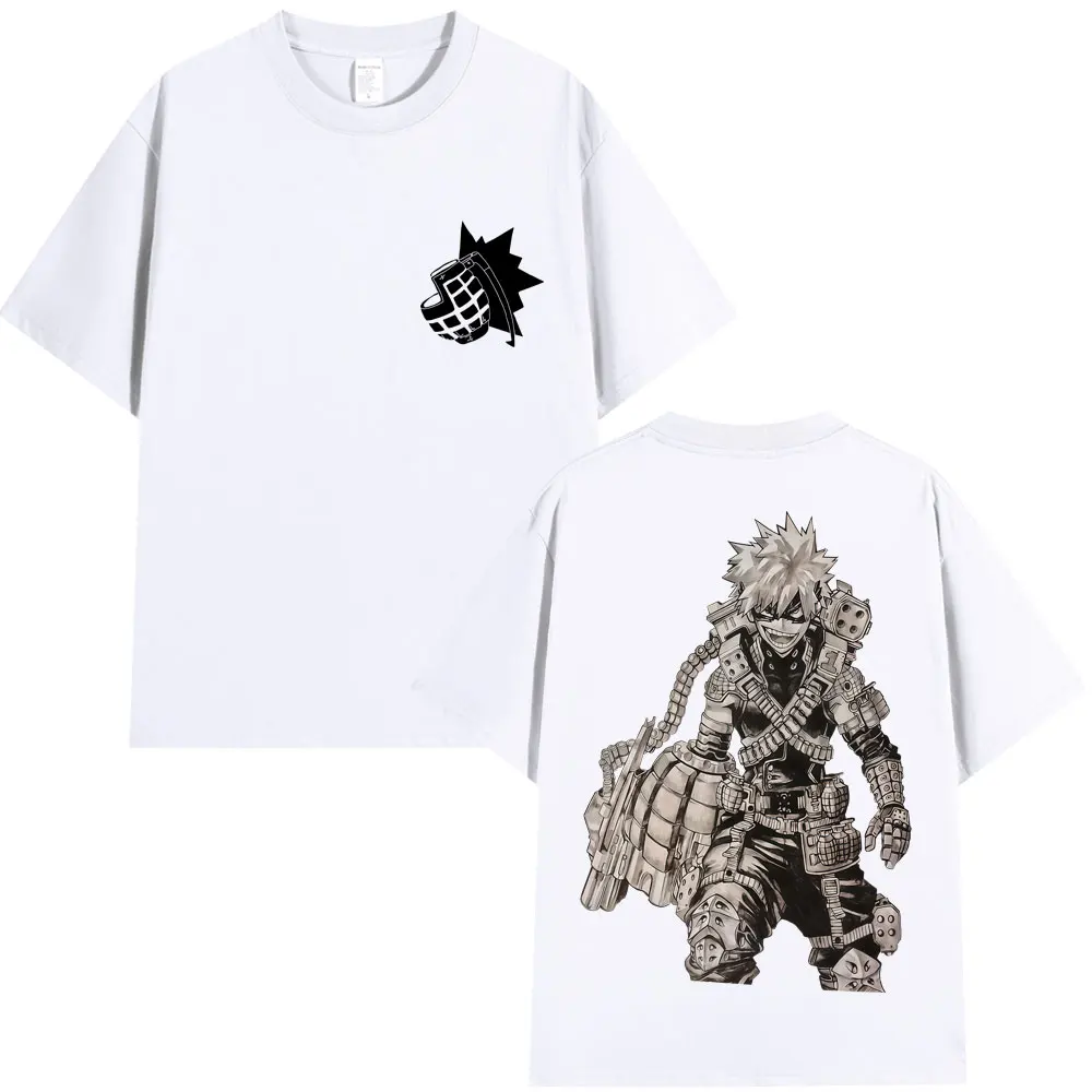 Anime My Hero Academia Katsuki Bakugo T Shirt Men's Vintage Harajuku Manga Hip Hop T Shirts Oversized Cotton T-shirt Streetwear