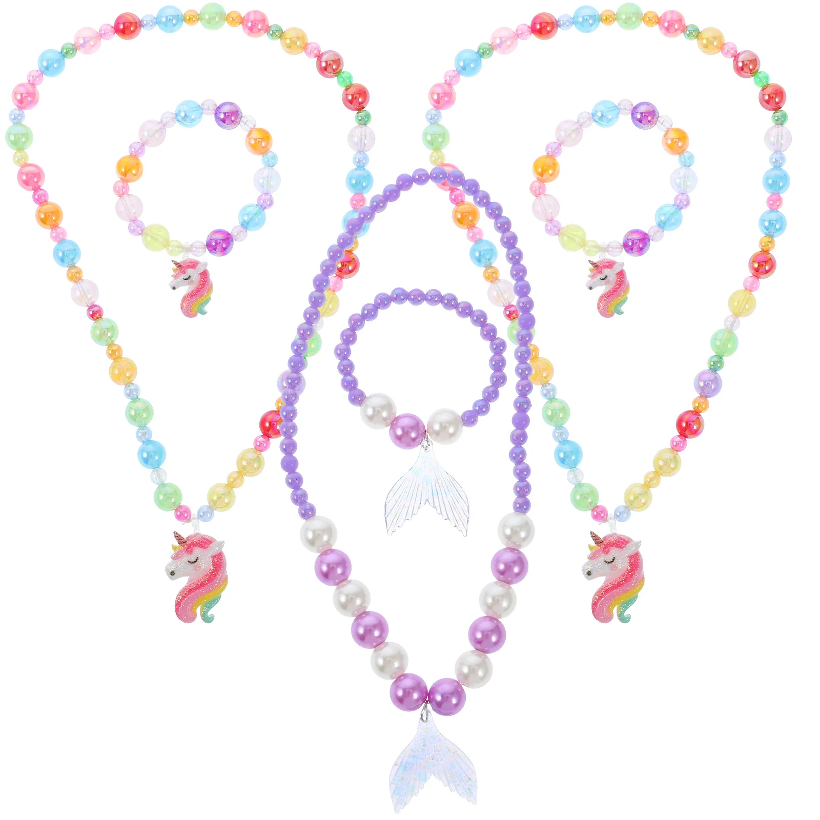 3 مجموعات مجوهرات الأطفال قلادة سوار الإبداعية الراتنج البلاستيك الساحرة الاطفال هدية عيد ميلاد طفل فتاة مطرز مجموعة مجوهرات #6