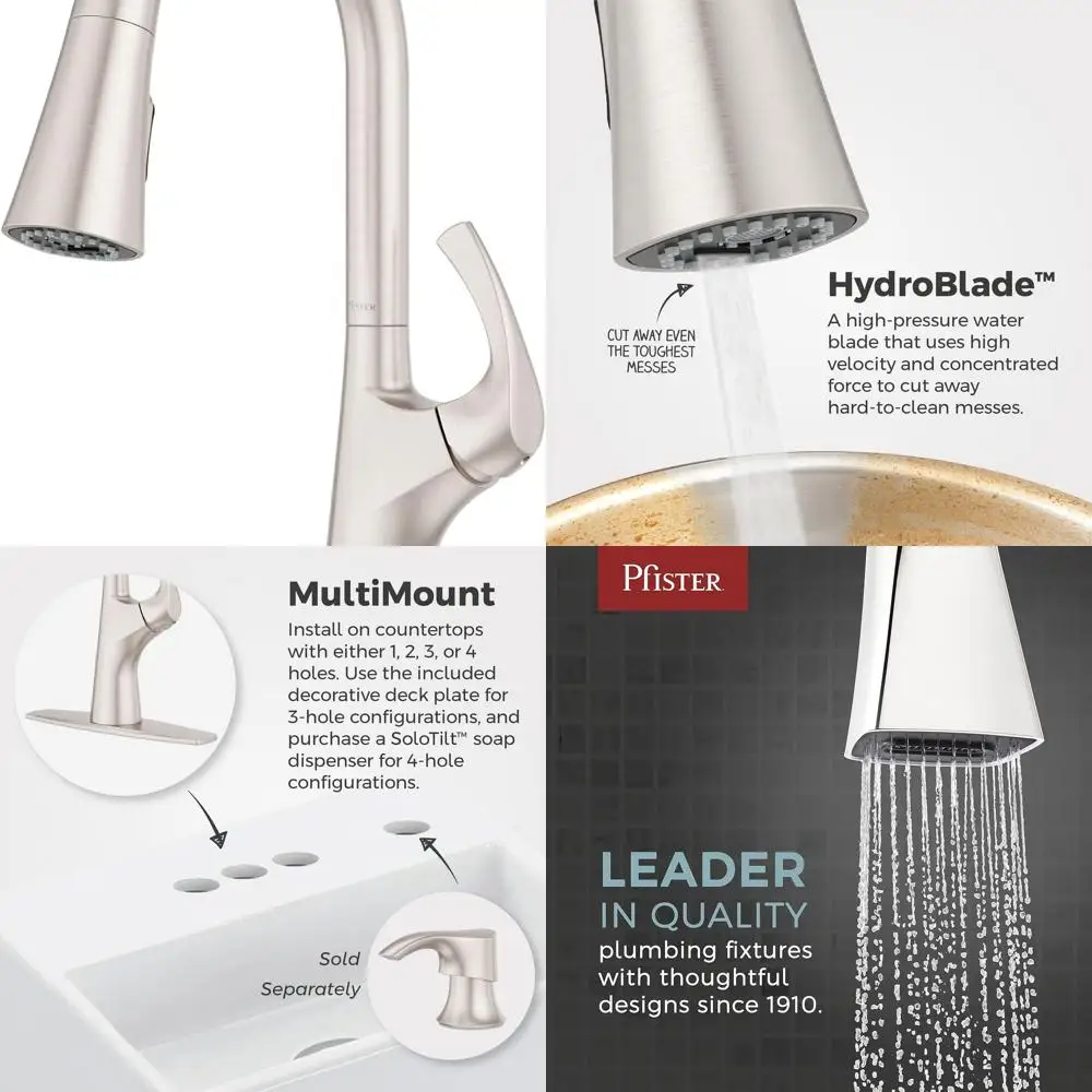 

Pull-Down Spray Single Handle High Arc NSF Certified Stainless Steel Kitchen Faucet F5297TEGS