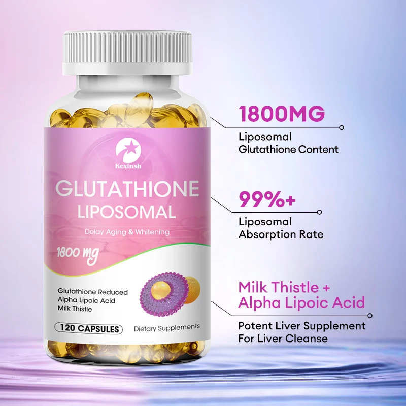 Kexinsh Glutathione Capsules 1800mg Whitening Formula Anti Aging Decreasing Wrinkles Black Spots Brightening Whitening Capsule