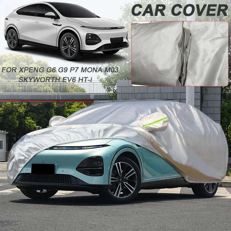Car Cover 210T Polyester Waterproof For XPENG MONA M03 G3i G6 G9 P7 P7+ X9 SKYWORTH EV6 HT-i Sunshade Anti-UV Dust Accessory