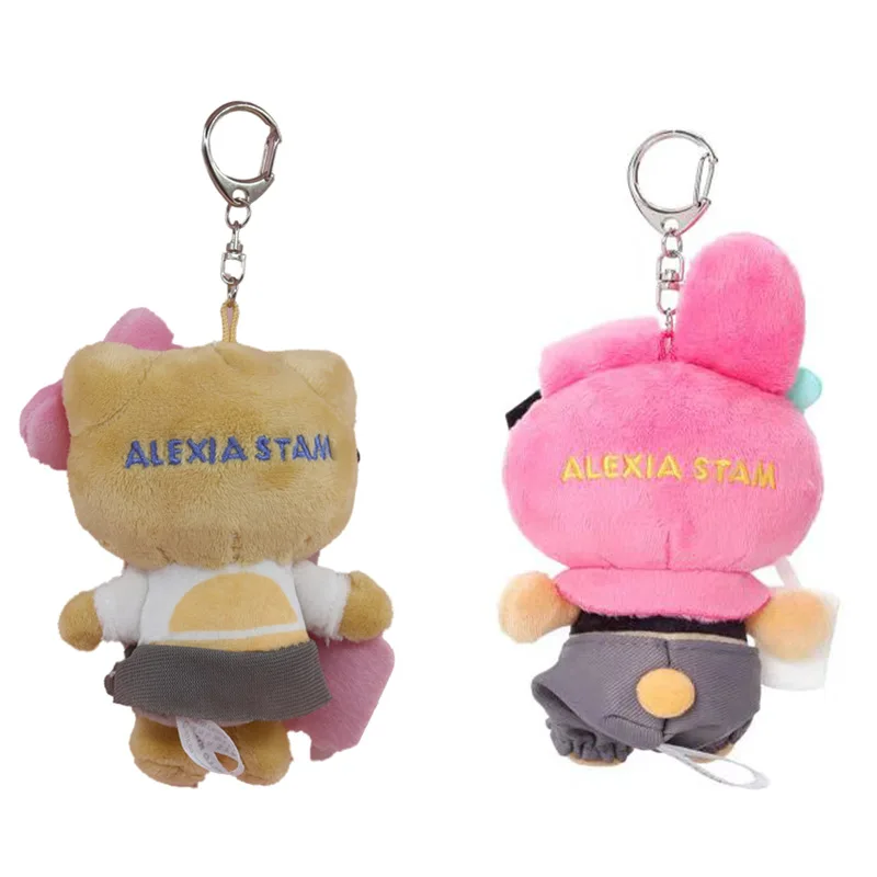 15cm bonito dos desenhos animados kawaii preto mala de couro maiô olá kitty boneca de pelúcia chaveiro saco pingente brinquedo presente