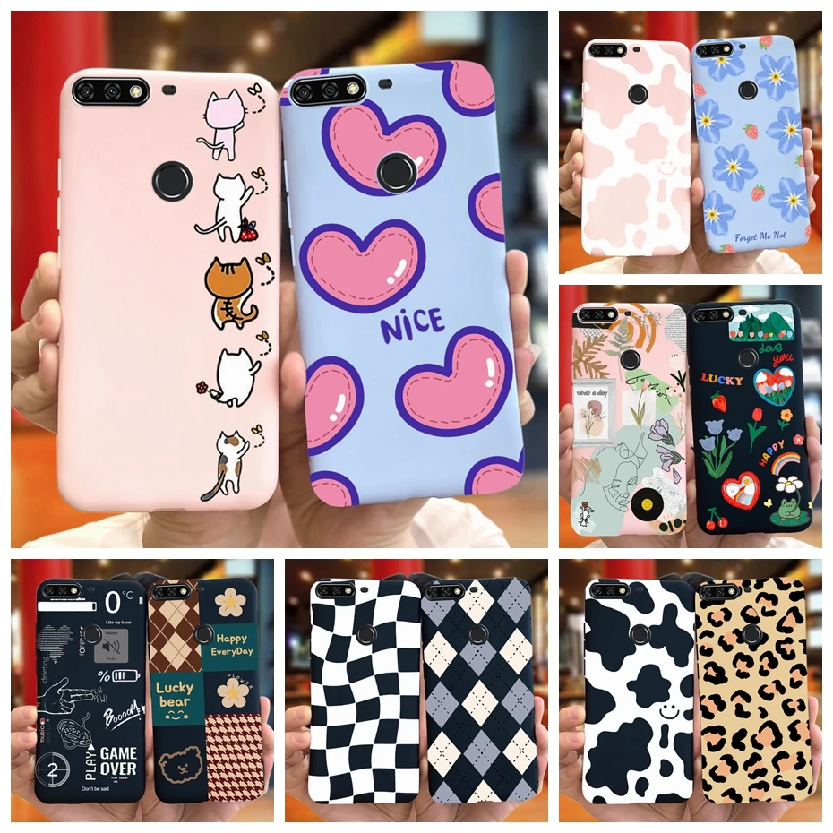 For Huawei Y7 Prime 2018 Lovely Printing Macaroon Silicone Soft Phone Case Back Cover For Huawei Y7 (2018) Y7Prime LDN-LX3 LX2