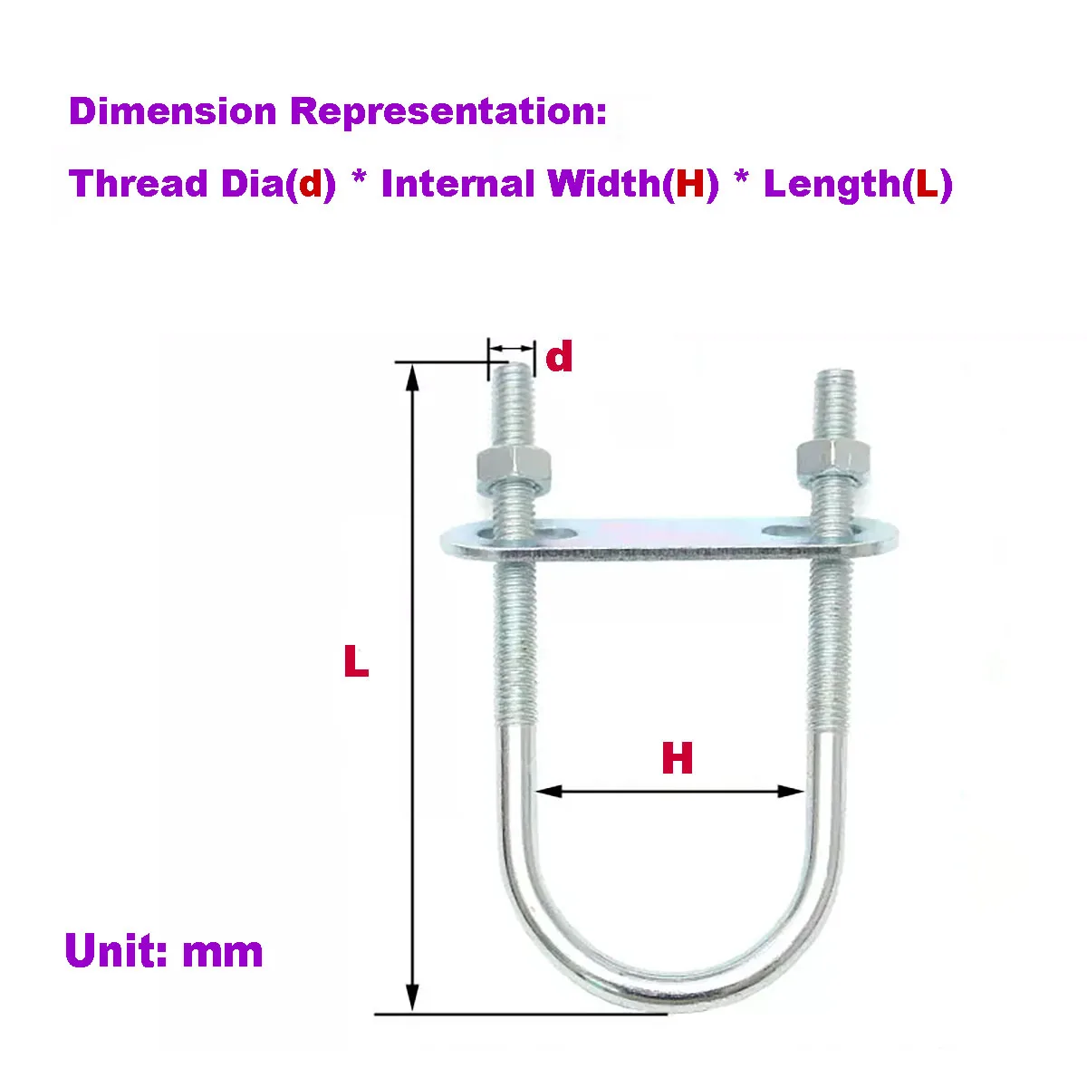 

Extended Galvanized U-Bolt/U-Screw/U-Clamp/Riding Bolt/Clip Hoop M6MN8M10M12