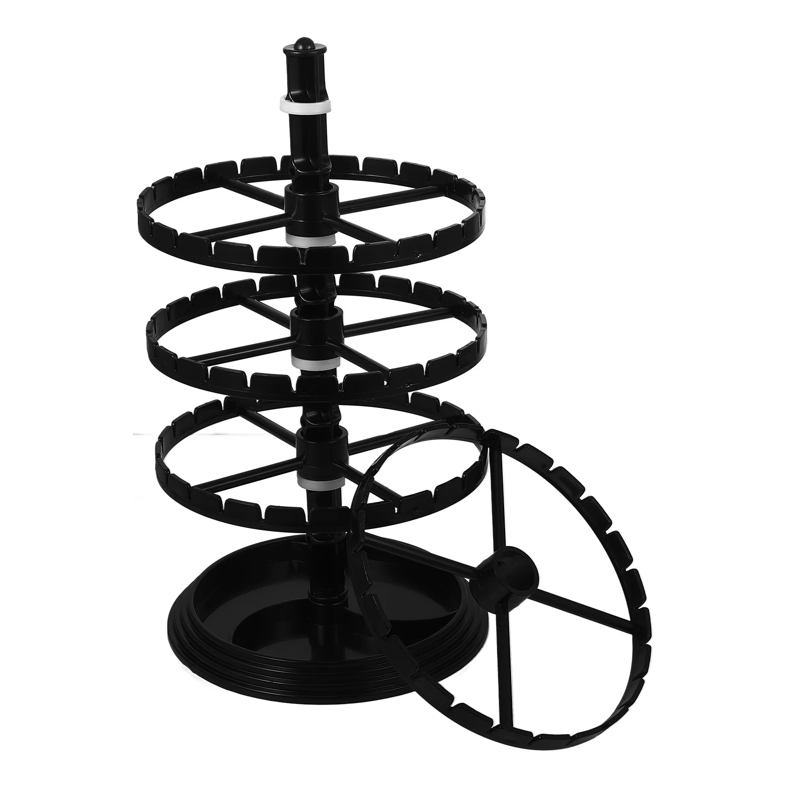

3 Tier Rotating Jewelry Display Stand Black Plastic Earring Bracelet Necklace Holder Organzier for Vanity Closet Storage Decor