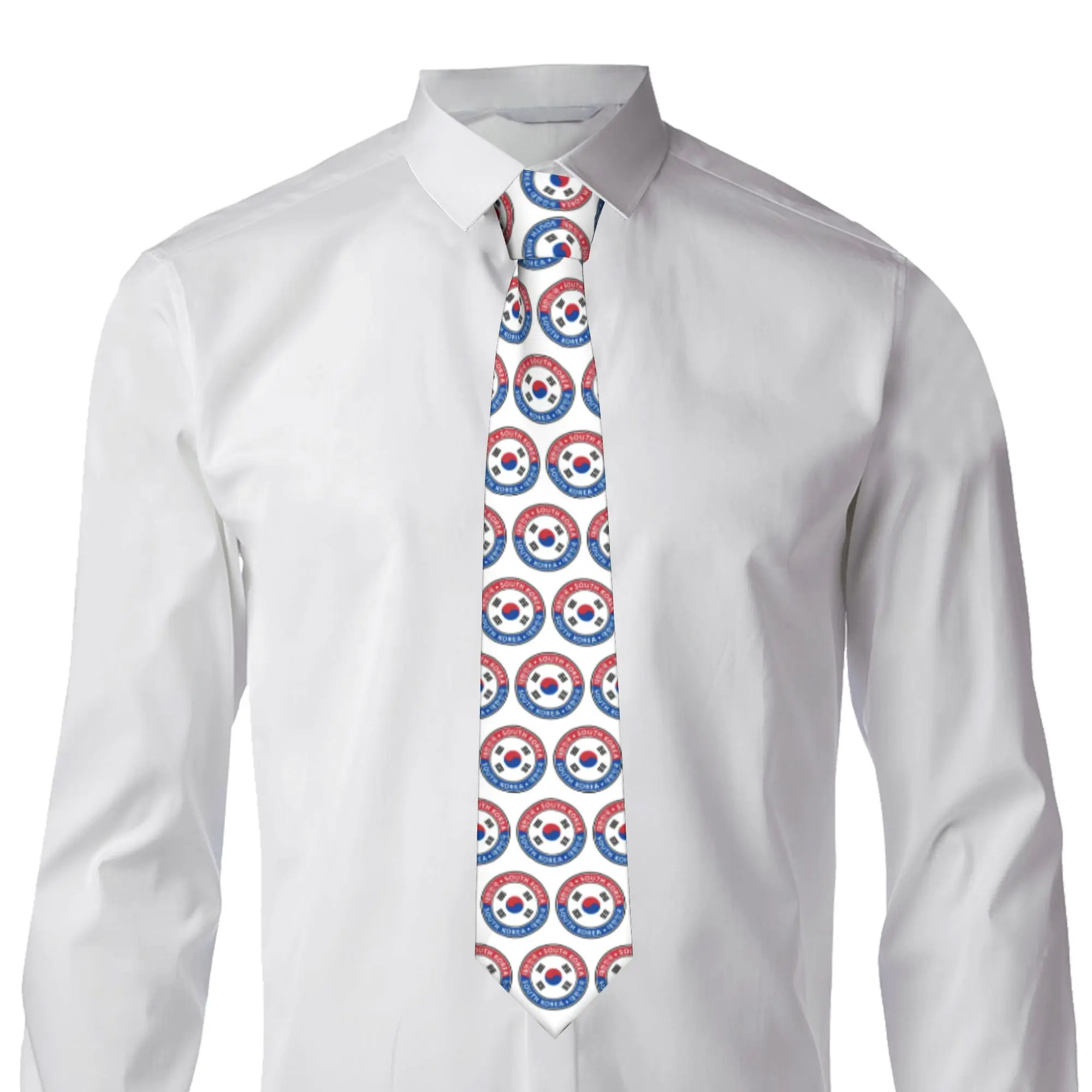 Classic South Korea Flag  Neckties for Men Silk Patriotic Person  Party Neck Tie