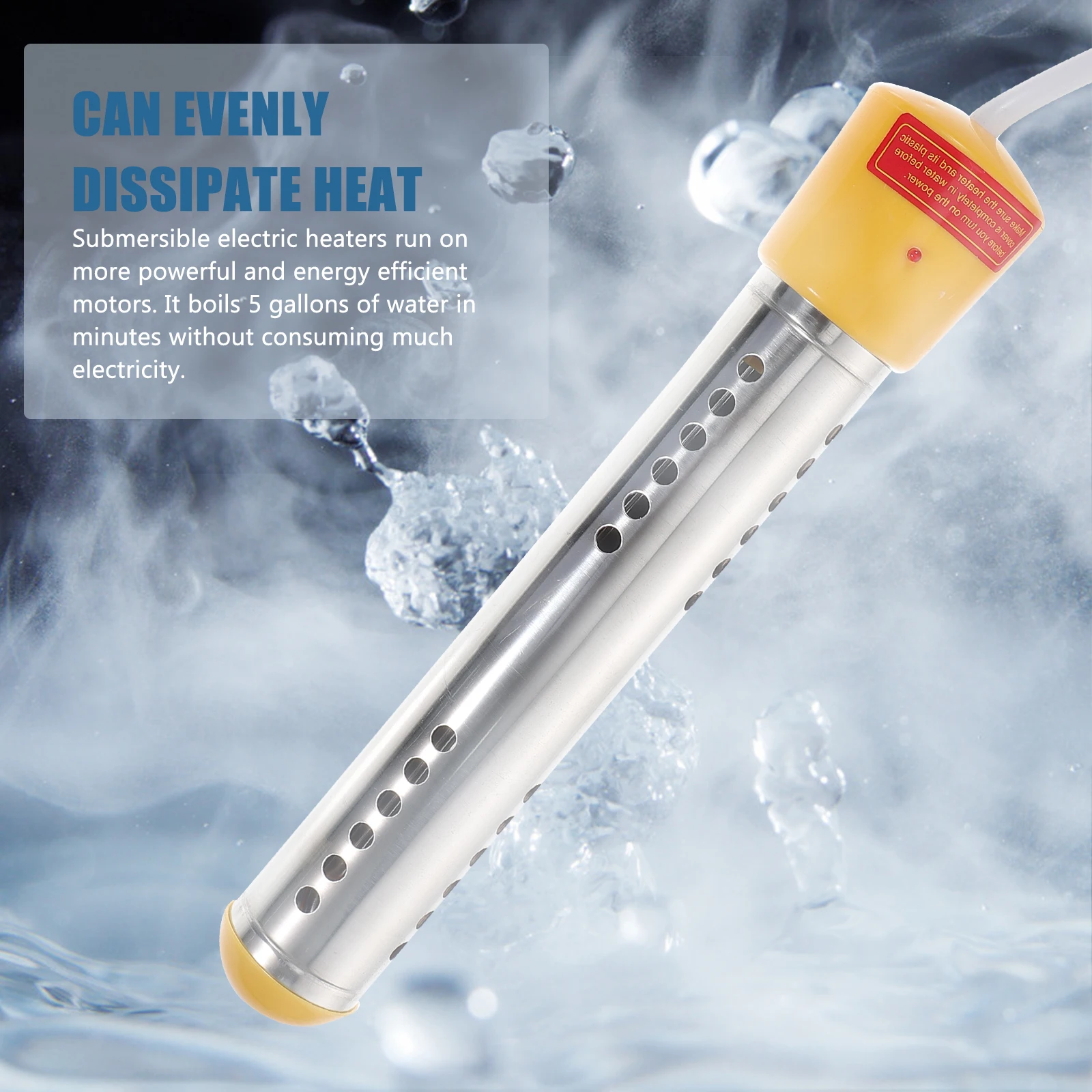 

1500W Portable Immersion Water Heater 304 Stainless Steel Electric Pool Heater for Above Ground Hot Tub Diving Bucket