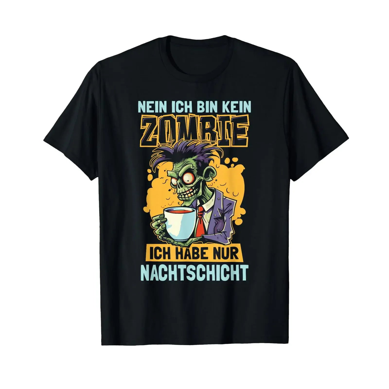 Shift worker night tired zombie T shirt vintage Washed Unisex streetwear Versatile Slightly Top For Everyday Wear Stylish Soft