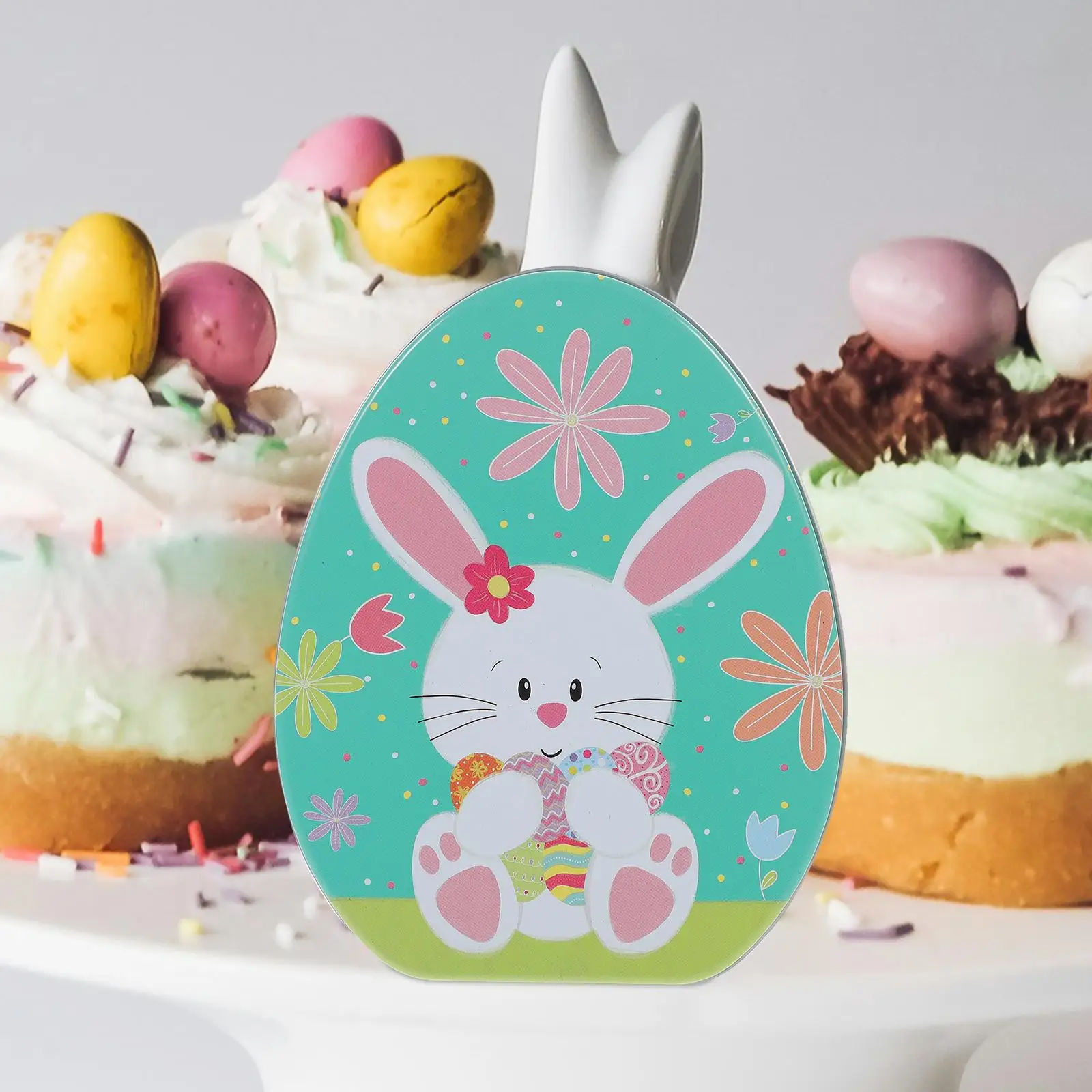 2Pcs Easter Box Iron Gift Packaging Flat Treat Container Storage Case Cookie Box Sweets Candy Container Holder