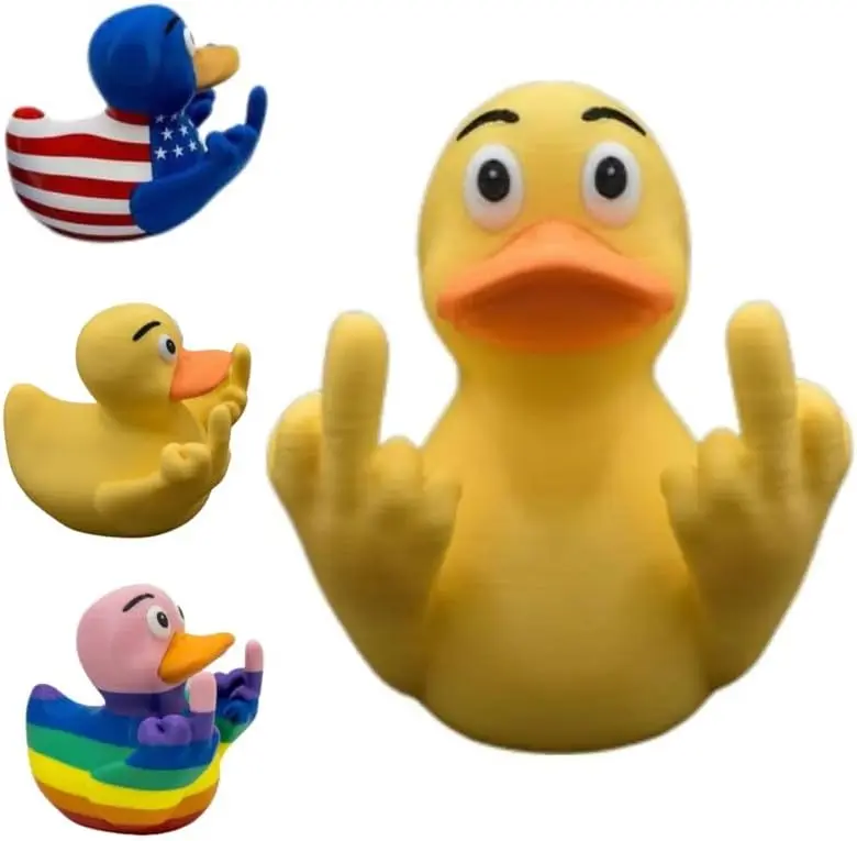 Finger Duck Rubber Ducks Finger with Us Flag Pattern, Small Yellow Duck for Car Truck Dashboard Interior Decor