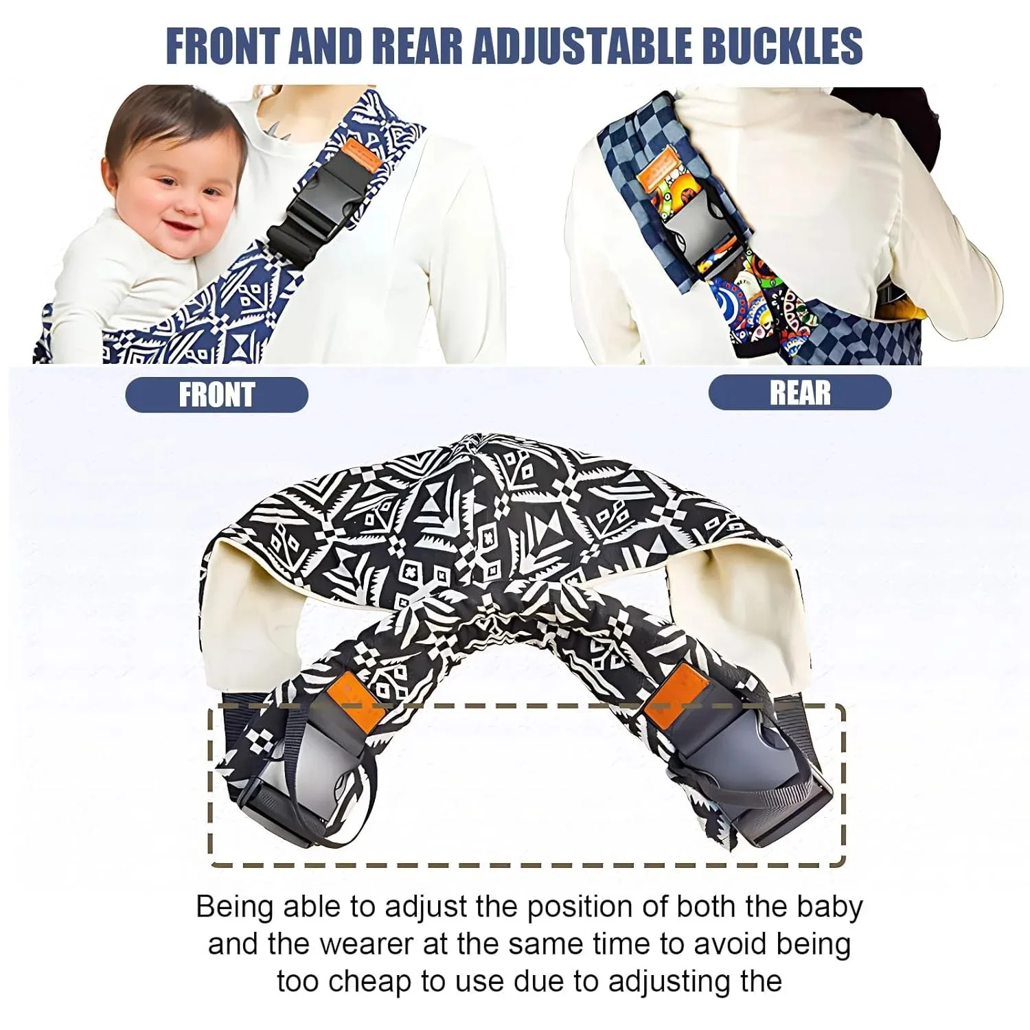 Portable Baby Carrier, Wrap Around Baby Accessory, Adjustable Shoulder Back Child Carrier, Multifunctional Shoulder Strap, Baby view 2