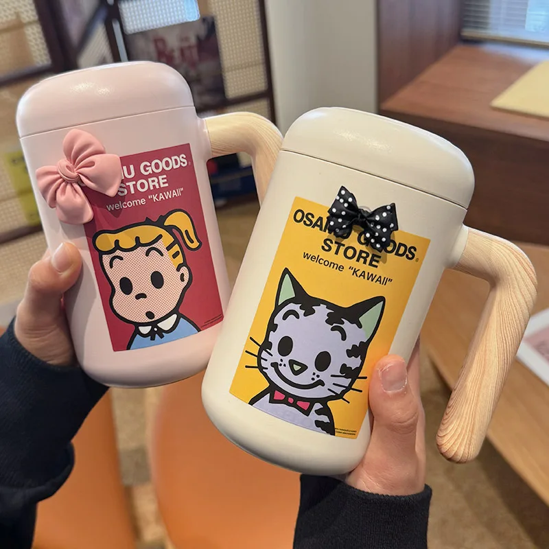 レディース向け高級感あふれるステンレス36製セラミック内蔵茶こし付きティーカップ　茶水分離カップ　可愛い保温マグカップ