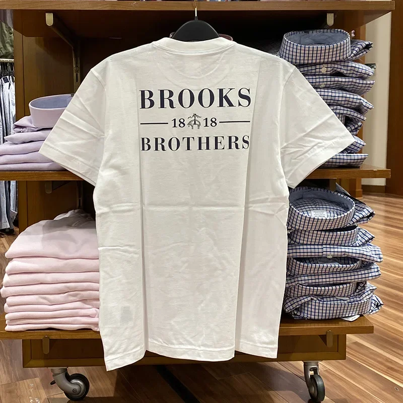 Gorąca wyprzedaż Letni trend Mężczyźni Kobiety T Shirt Designerskie koszulki Brooks Brothers Print Krótki rękaw Marka Oversized Top Bawełniane