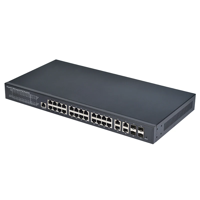 PSE2444GCD-W POE SWITCH CE FCC ROHS Certified Factory Price 24+4+4SFP Combo SNMP QoS Stackable 56Gbps Bandwidth
