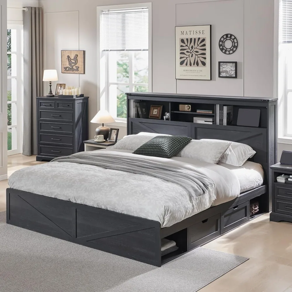 King Wood Bed Frame W/ 52