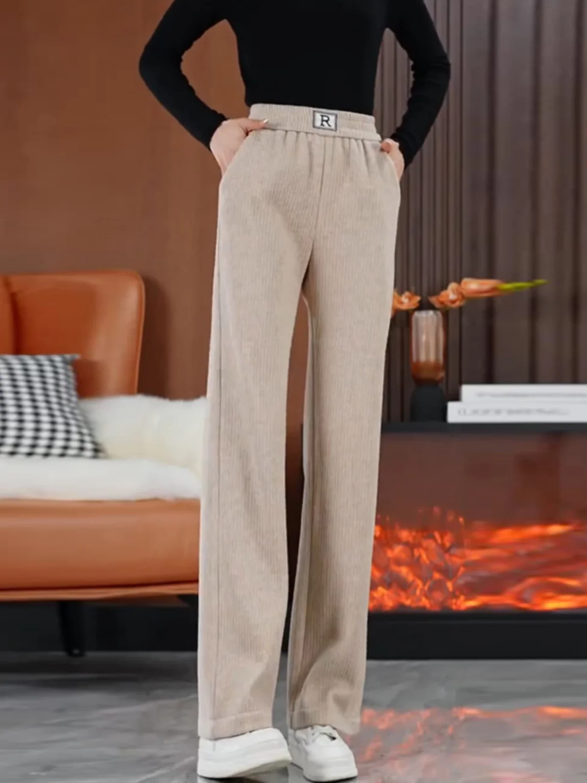 

Oaeal широкие брюки женские с высокой талией для похудения повседневные свободные брюки прямого кроя осень-весна новый Sle плюс размер